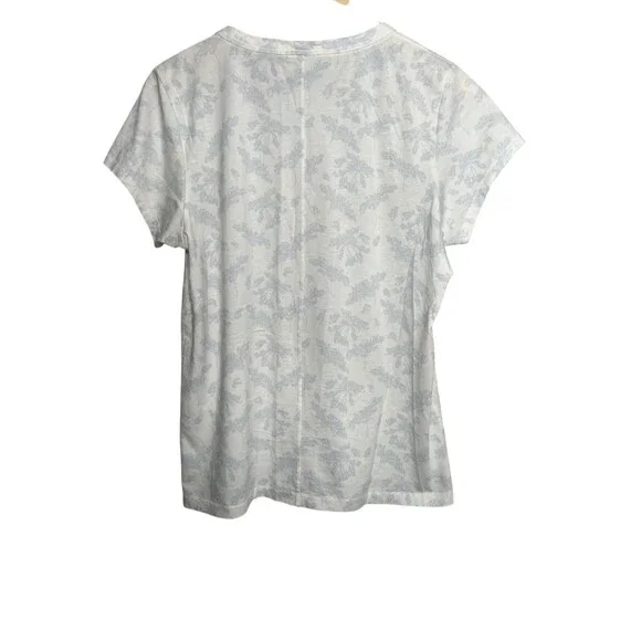 Rag and Bone Women T-shirt White Blue Cotton Size Large All Over Julie Tee - Picture 7 of 7